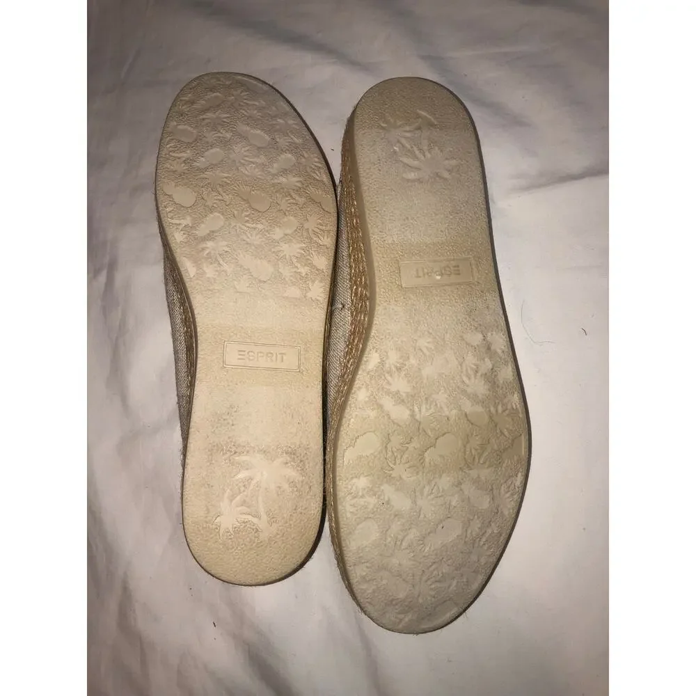 Esprit Neema Espadrille Mule Size 9.5 Natural Linen Summer Slide Casual Shoe
